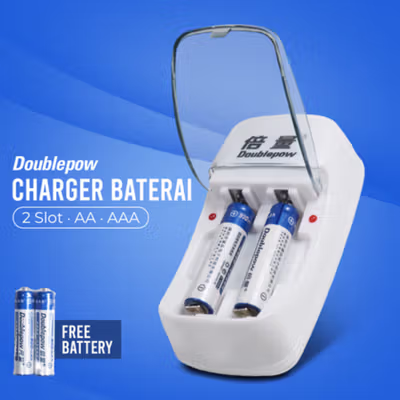 Doublepow Charger Baterai Rechargeable 2 Slot AA AAA with AAA 2 PCS - DP-B01 - White