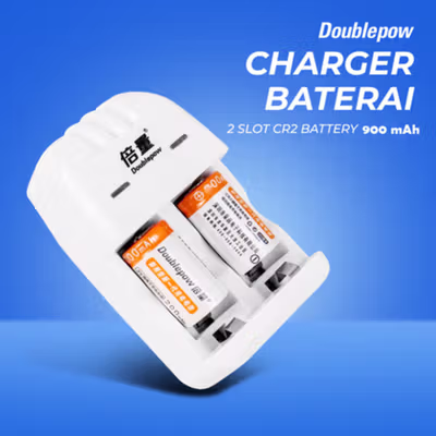 Doublepow Charger Baterai Rechargeable 2 Slot CR2 with CR2 2 PCS - DP-K06 - White