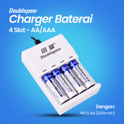 Doublepow Charger Baterai Rechargeable 4 Slot AA AAA with AA 4 PCS - DP-U82 - White