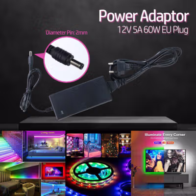 TiaoChongYi Adaptor Power Supply Converter LED AC to DC 12V 5A 60W - 1250 - Black