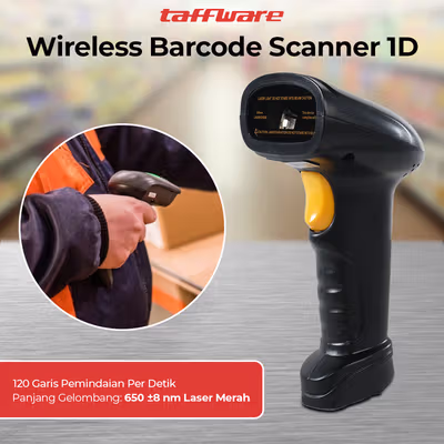 Taffware Wireless Barcode Scanner Pemindai Kode Batang 1D - YK-W910 - Black