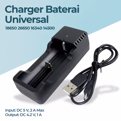 Charger Baterai 1 Slot 18650 26650 16340 14500 Li-Ion Spring Strip - NK-205 - Black