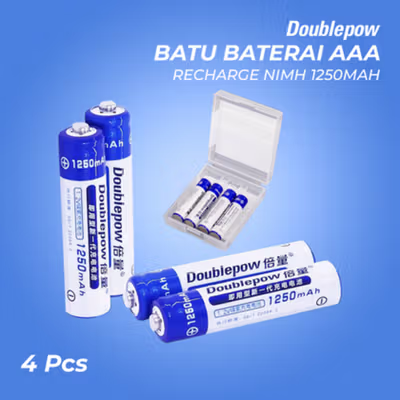 Doublepow Baterai Isi Ulang AAA Ni-MH Button Top 1250mAh 1.2V 4 PCS - No Color