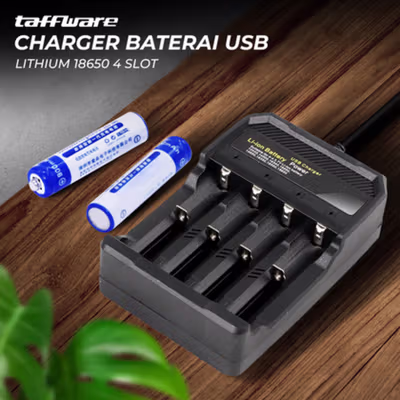 Taffware Charger Baterai 4 Slot 14500 18350 18650 Li-Ion with LED - MS-5D84A - Black