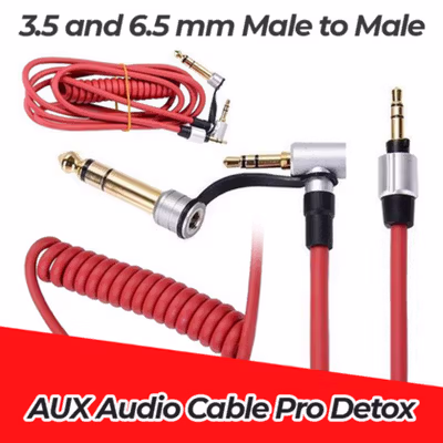 AUX Audio Cable Pro Detox 3.5 and 6.5mm Male to Male - AV141 - Red