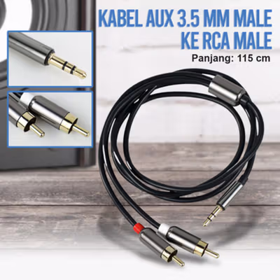 FONKEN Kabel Audio AUX 3.5mm Male to RCA Male 115cm - R1 - Black
