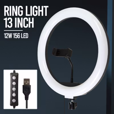B-Light Lampu Ring Light LED RGBW Color Phone Holder 32cm 12W - LJJ-33 - White