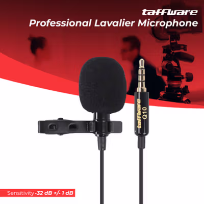 Taffware Mikrofon Professional Lavalier Microphone Clip 3.5mm - Q10 - Black