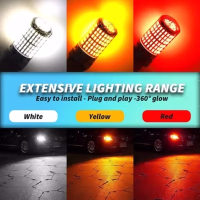 ASLENT Lampu Sein Mobil Rem Reverse LED T20 7443 21W 144 SMD - AL20 - Red