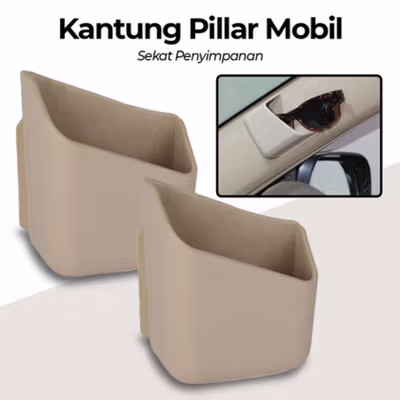 Auto Sport Kantung Pillar Pocket Mobil Sekat Penyimpanan Barang - KMS-933 - Cream
