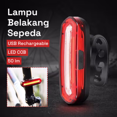 TaffLED Lampu Belakang Sepeda LED Rechargeable Tail Light 120 Lumens - AQY-096 - Red/White