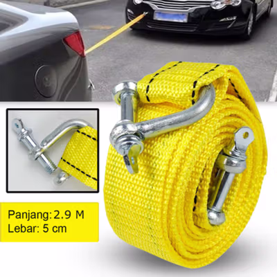 JEELY Tali Derek Mobil Emergency Tow Rope Metal Buckle U-Type 2.9M - JL30 - Yellow