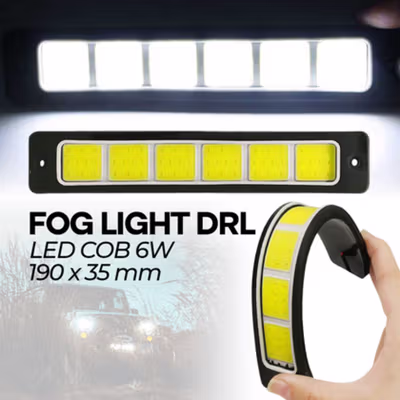Lampu Kabut Mobil Foglamp LED COB DRL Waterproof Cool White 12V 190mm - MA357 - Black