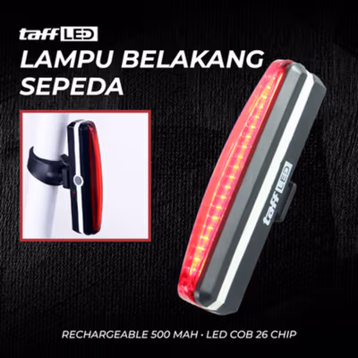 TaffLED Lampu Belakang Sepeda LED Rechargeable Tail Light 500mAh - RPL-2266 - Red