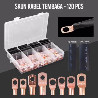 Taffware Skun Kabel Ring Copper Ring Terminal Wire Connector 120 PCS - SC6-25 - Golden