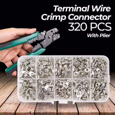 Taffware Terminal Wire Crimp Connector Kit 320 PCS with Plier - SC6-26 - Silver