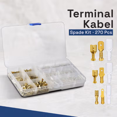 Taffware Terminal Wire Crimp Connector Spade Kit 270 PCS - SC7 - Golden