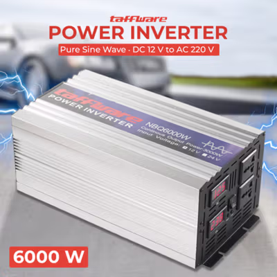 Taffware Power Inverter Mobil Pure Sine Wave DC 12V to AC 220V 6000W - NBQ6000W - Silver