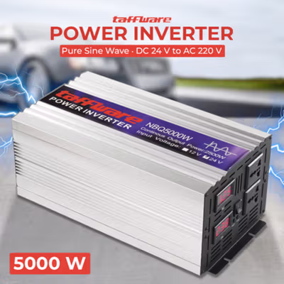 Taffware Power Inverter Mobil Pure Sine Wave DC 24V to AC 220V 5000W - NBQ5000W - Silver