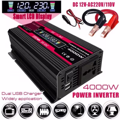 Vingtank Car Power Inverter DC 12V to AC 220V 4000W Modified Sine Wave - CMZ-4000 - Black