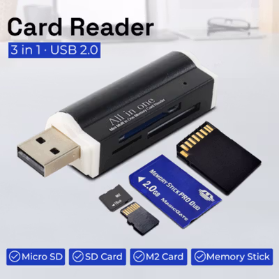 All in One Card Reader 3in1 USB 2.0 OTG MicroSD M2 MMC - SHTC-07 - Black