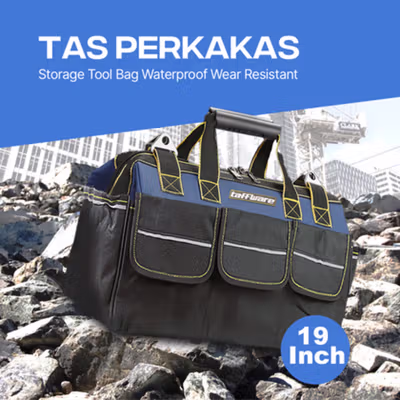Taffware Tas Perkakas Beralas Plastik Tool Bag Waterproof Reflective 19 Inch - AR-60 - Blue