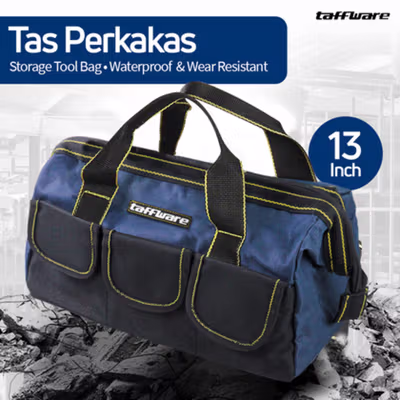 Taffware Tas Perkakas Storage Tool Bag Waterproof Wear Resistant 13 Inch - A03403 - Blue