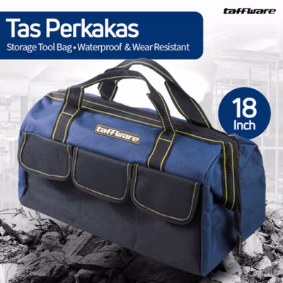 Taffware Tas Perkakas Storage Tool Bag Waterproof Wear Resistant 18 Inch - A03403 - Blue