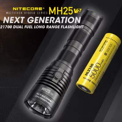 NITECORE Senter LED Flashlight Waterproof IP68 1300 Lumens - MH25 V2 - Black