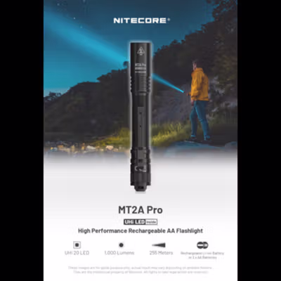 NITECORE Senter LED NiteLab UHi 20 Rechargeable IP68 1000 Lumens - MT2A Pro - Black