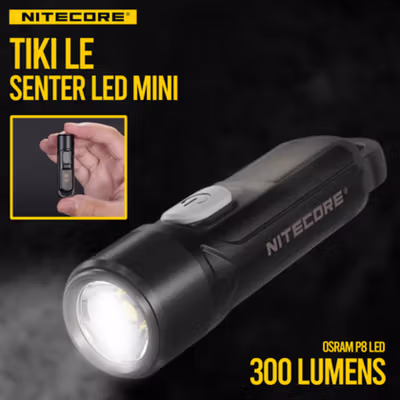 NITECORE TIKI LE Senter LED OSRAM P8 Waterproof IP66 300 Lumens - IP66 - Black