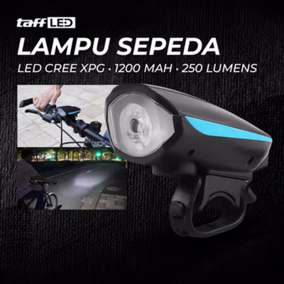 TaffLED Lampu Depan Sepeda LED Cree Klakson XPG 1200mAh 250 Lumens - 7588 - Black