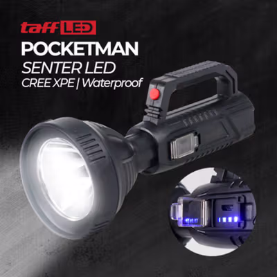 TaffLED Pocketman Senter LED CREE XPE Rechargeable IPX6 - LH-A08 - Black