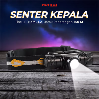 TaffLED Senter Kepala Headlamp LED IP66 800 Lumens - HP50 - Black