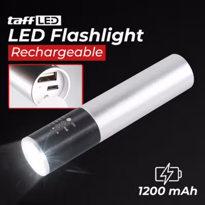 TaffLED Senter LED CREE XM-L T6 Flashlight Rechargeable 500 Lumens - CH1463 - Black/Silver