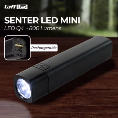 TaffLED Senter LED Q4 Rechargerable Waterproof IPX6 800 Lumens - HT601 - Black