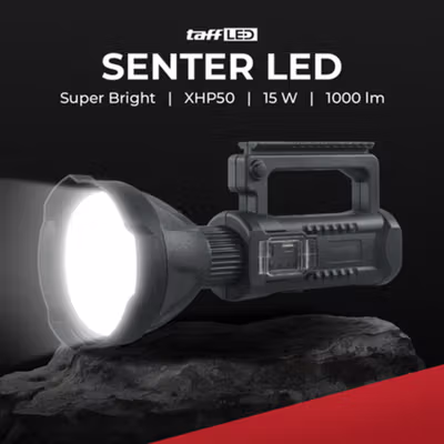TaffLED Senter LED XHP50 Rechargeable Waterproof 1000 Lumens - W590 - Black