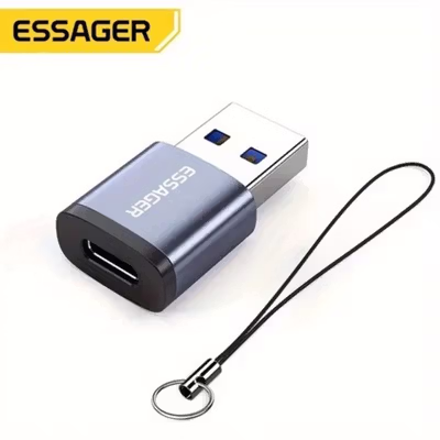 ESSAGER OTG Type C to USB A 3.0 Adapter Converter Fast Charging 3A - ES-OTG11 - Gray