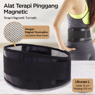 TaffOmicron Alat Terapi Pinggang Magnetic Tourmaline Nylon Size L - Black