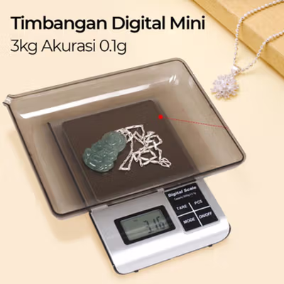 5KW Timbangan Emas Mini Digital Multifungsi 3kg 0.1g - Black