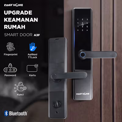 TaffHOME Smart Door Lock Fingerprint Password Bluetooth Card TTLock - A3F - Black