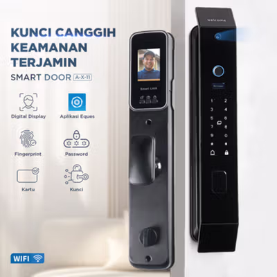ALOY-X Smart Door Lock Fingerprint Password Card Digital Display Eques - A5 - Black