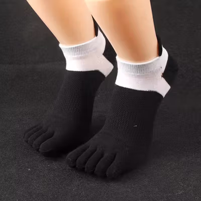 LUOYI Kaos Kaki Ankle Lima Jari Breathable Sock Pria 40-45 - T73001 - Black