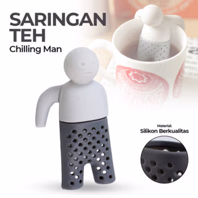 Mr. Tea Saringan Teh Tea Filter Infuser Strainer Chilling Man - MR03 - Gray