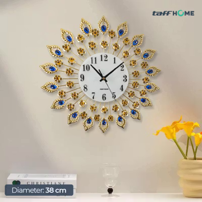 TaffHOME Jam Dinding 3D Quartz Clock Retro European Style 37cm - H21 - Golden