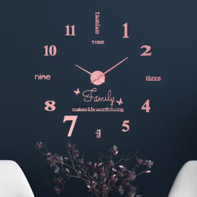 TaffHOME Jam Dinding Besar DIY Quartz Giant Wall Clock 100cm - JM-01 - Rose Gold