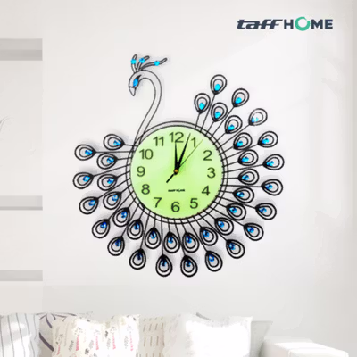 TaffHOME Jam Dinding Quartz Clock Diamond Peacock 52cm - H19 - Black