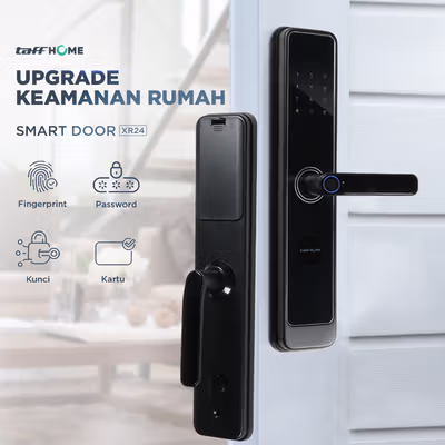 TaffHOME Smart Door Lock Fingerprint Password Card RFID Alarm - XR24 - Black