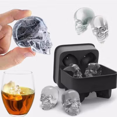 TaffHOME Cetakan Es Batu Silikon Tengkorak 4 Grid Ice Cube Mold - SKL142 - Black