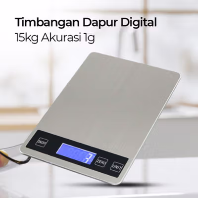 DHOME Timbangan Dapur Mini Digital Scale 15kg 1g - JJ210 - Silver